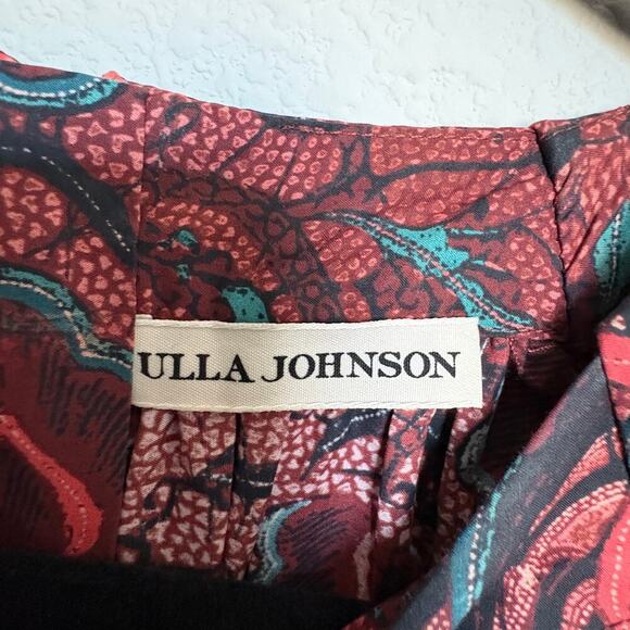 Ulla Johnson Denisa Carmine Peplum Blouse Dark Academia Boho Preppy Floral Sz M - Picture 3 of 9